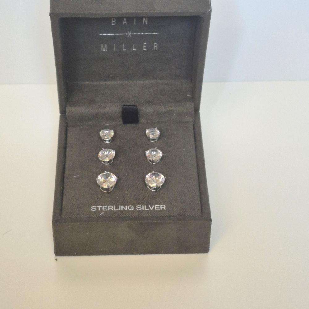 Sterling Silver Stud Earrings Set
